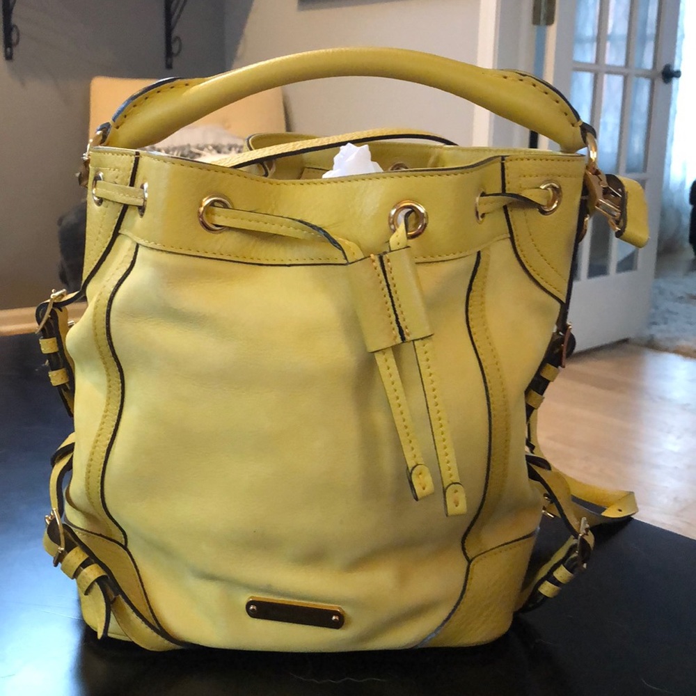 Burberry canary yellow Suede bucket tote